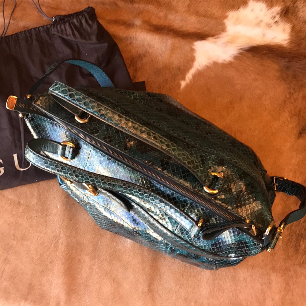 GUCCI Python Large Ride Bag Teal - Picture 4 of 8